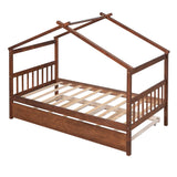 Wooden House Bed With Twin Size Trundle - Furniture Home Direct