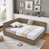 Upholstered Bed Frame With Tufted Backrest And Armrests - Furniture Home Direct