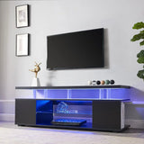 TV Stand LED Gaming Entertainment Center, Media Storage Console Table With Large Side Cabinet - Furniture Home Direct