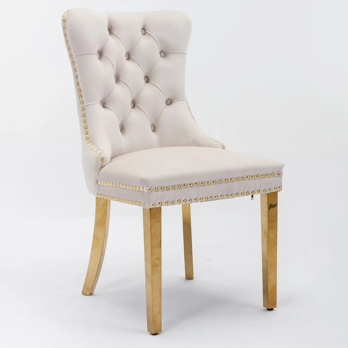 Nikki - Modern, High-End Tufted Solid Wood Contemporary Velvet Upholstered Dining Chair With Golden Stainless Steel Plating Legs, Nailhead Trim (Set of 2) - Furniture Home Direct