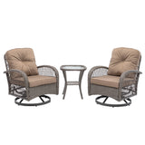 3 Piece Patio Conversation Set With Glass Coffee Table - Khaki - Furniture Home Direct
