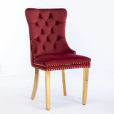 Nikki - Modern, High-End Tufted Solid Wood Contemporary Velvet Upholstered Dining Chair With Golden Stainless Steel Plating Legs, Nailhead Trim (Set of 2) - Furniture Home Direct