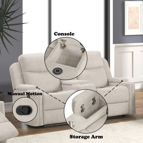 Galya - Motion Loveseat With Console - Light Gray - Furniture Home Direct