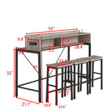 Console Table Set With LED Light Power Outlet Grey - Furniture Home Direct