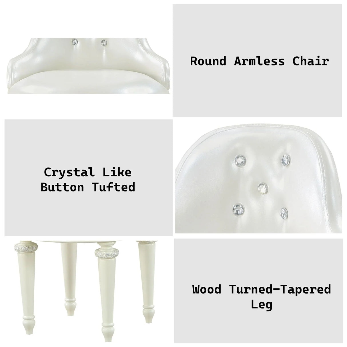 Dorothy - Vanity Chair With Swivel Chair Only - Ivory - Furniture Home Direct