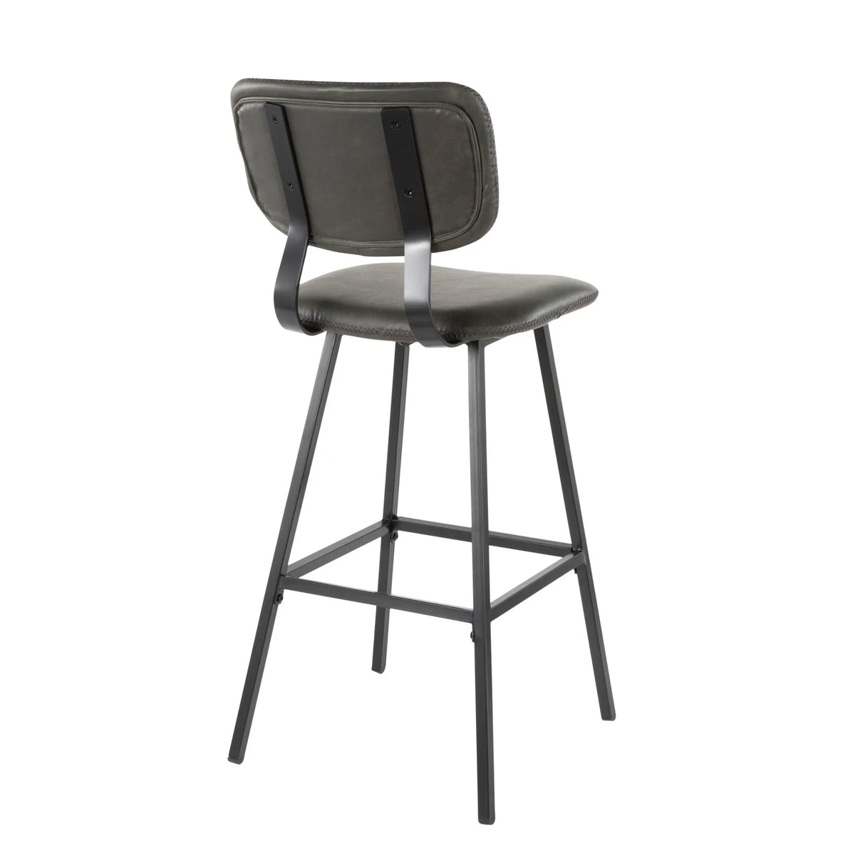 Foundry - Contemporary Barstool Zig Zag Stitching (Set of 2) - Black / Gray - Furniture Home Direct