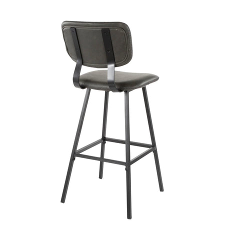 Foundry - Contemporary Barstool Zig Zag Stitching (Set of 2) - Black / Gray - Furniture Home Direct