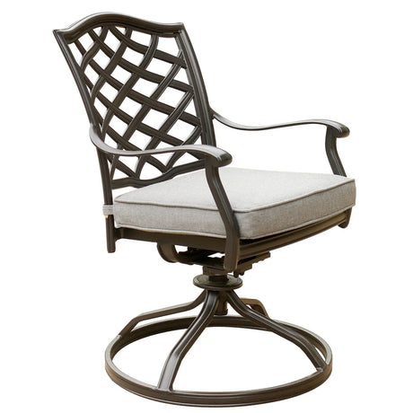 Outdoor Patio Aluminum Swivel Rocker Dining Chair With Cushion (Set of 2) - Furniture Home Direct