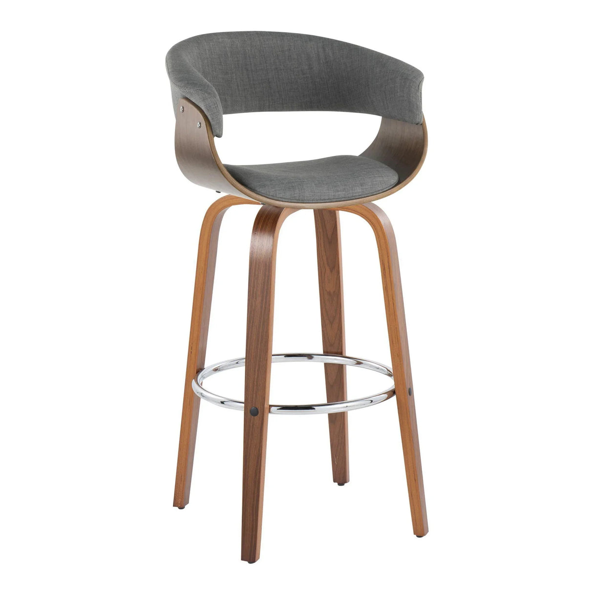 Vintage Mod - Mid Century Modern Fixed Height Barstool With Swivel With Round Footrest (Set of 2) - Furniture Home Direct
