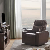 Power Motion Recliner With USB Charging Port And Hidden Arm Storage 2 Convenient Cup Holders Design And 360 Degree Swivel Tray Table - Furniture Home Direct