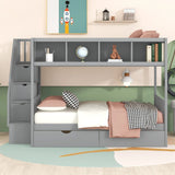 Bunk Bed With Shelfs, Storage Staircase And 2 Drawers - Furniture Home Direct