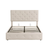 Platform Bed With Hydraulic Storage Upholstered Beige - Furniture Home Direct
