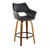 Mustang - Contemporary Fixed Height Counter Stool With Swivel With Round Footrest (Set of 2) - Furniture Home Direct