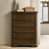 Queen Bed Set Dresser Nightstands Mirror Chest Walnut Brown - Furniture Home Direct