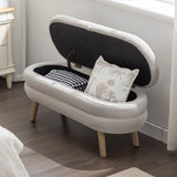 Velvet Fabric Storage Bench With Wood Legs - Furniture Home Direct