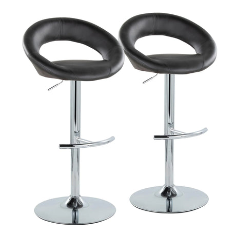 Posh - Contemporary Adjustable Barstool With Swivel With Rounded T Footrest (Set of 2) - Furniture Home Direct