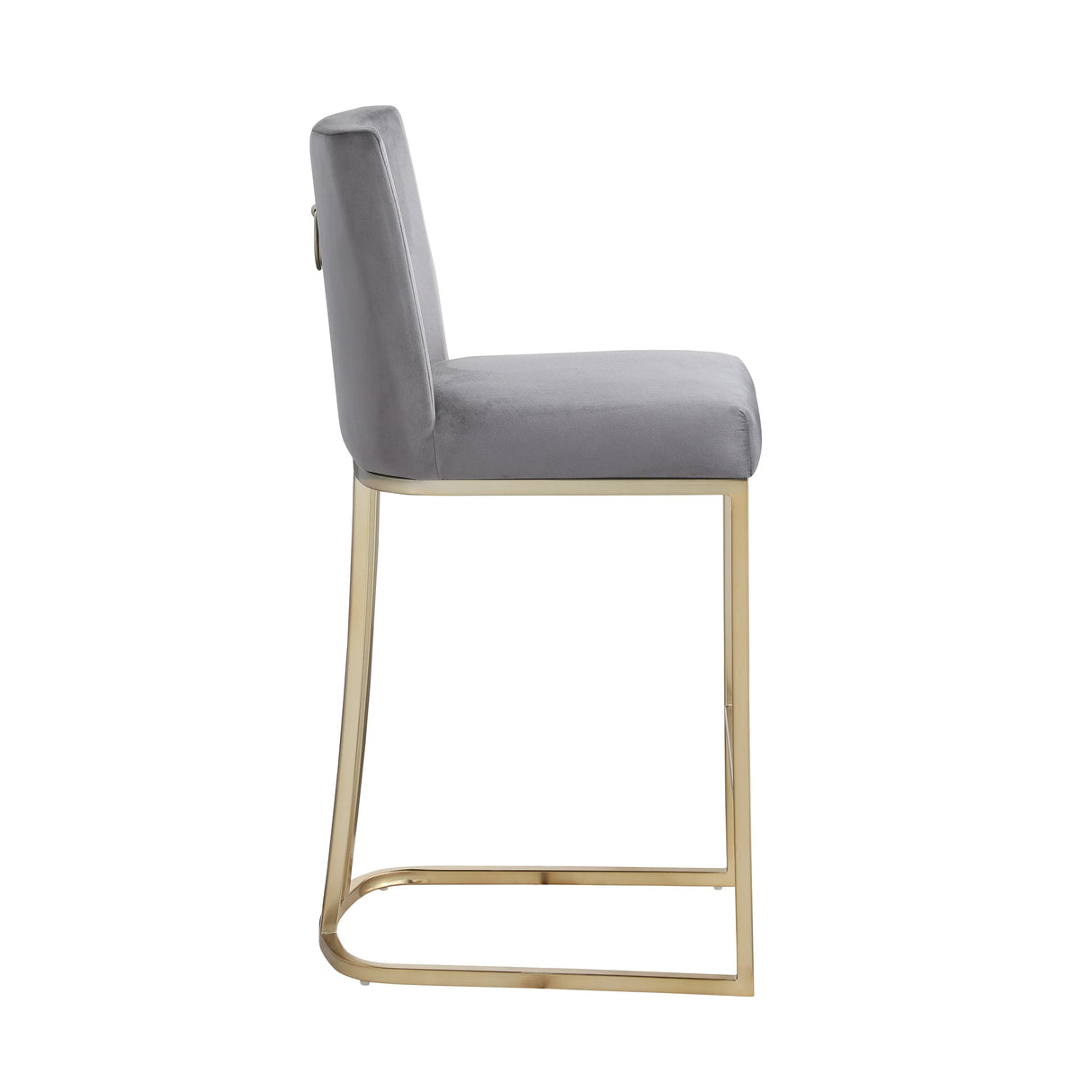 Counter Height Stool With Back Velvet Gold Frame Gray - Furniture Home Direct