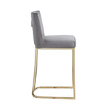 Counter Height Stool With Back Velvet Gold Frame Gray - Furniture Home Direct