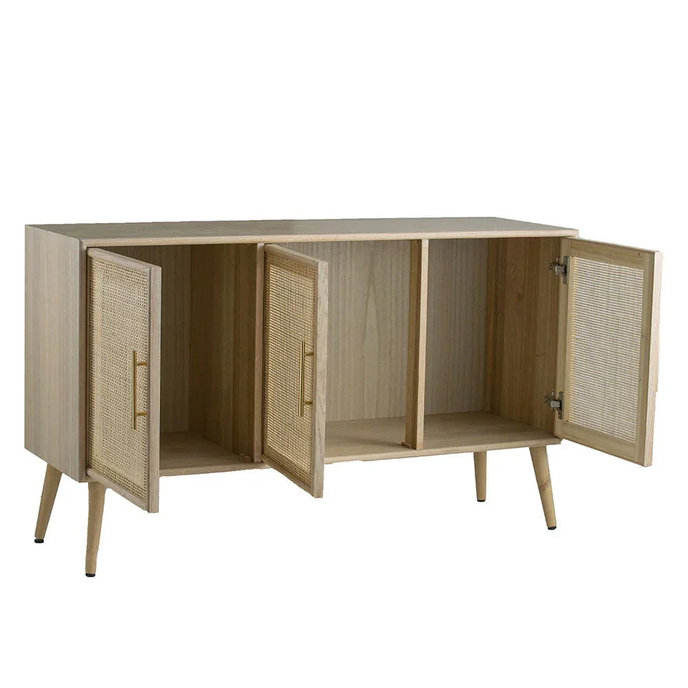 Wooden Accent TV Cabinet With 3 Doors - Brown - Furniture Home Direct