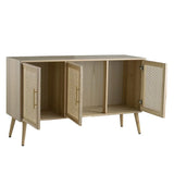 Wooden Accent TV Cabinet With 3 Doors - Brown - Furniture Home Direct