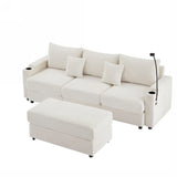 Modern Style Loveseat Sofa Sectional Sofa Couch With Storage Space, A Movable Ottoman, Two USB Ports, Two Cup Holders, A Phone Holder For Living Room - Furniture Home Direct
