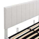 Storage Bed With Hydraulic Lift Platform, Upholstered White - Furniture Home Direct