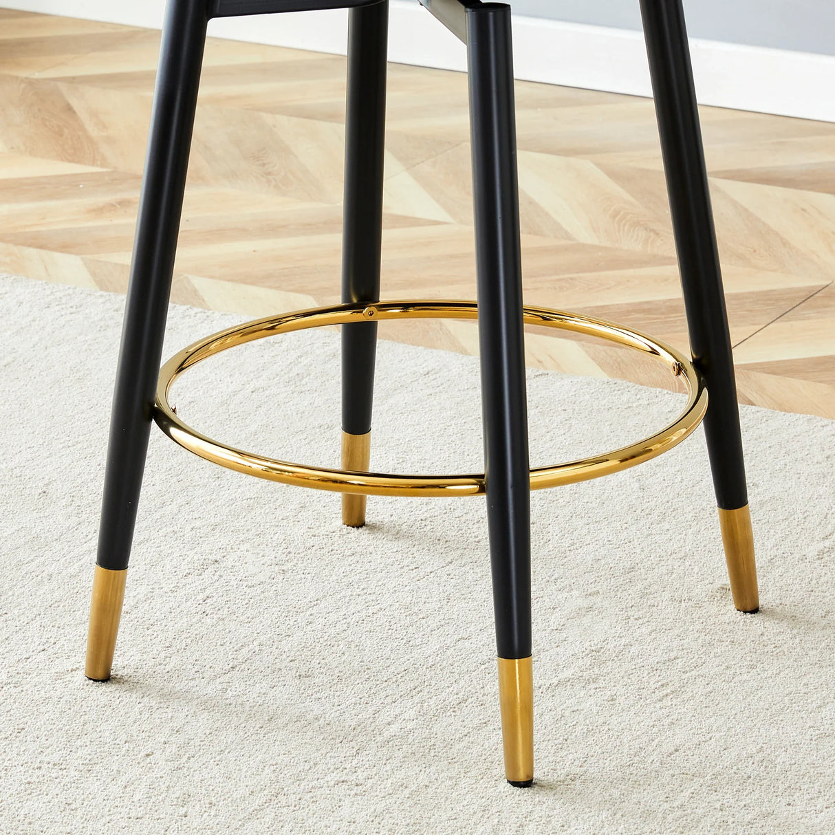 Counter Height Stools Upholstered Gold Footrest White - Furniture Home Direct