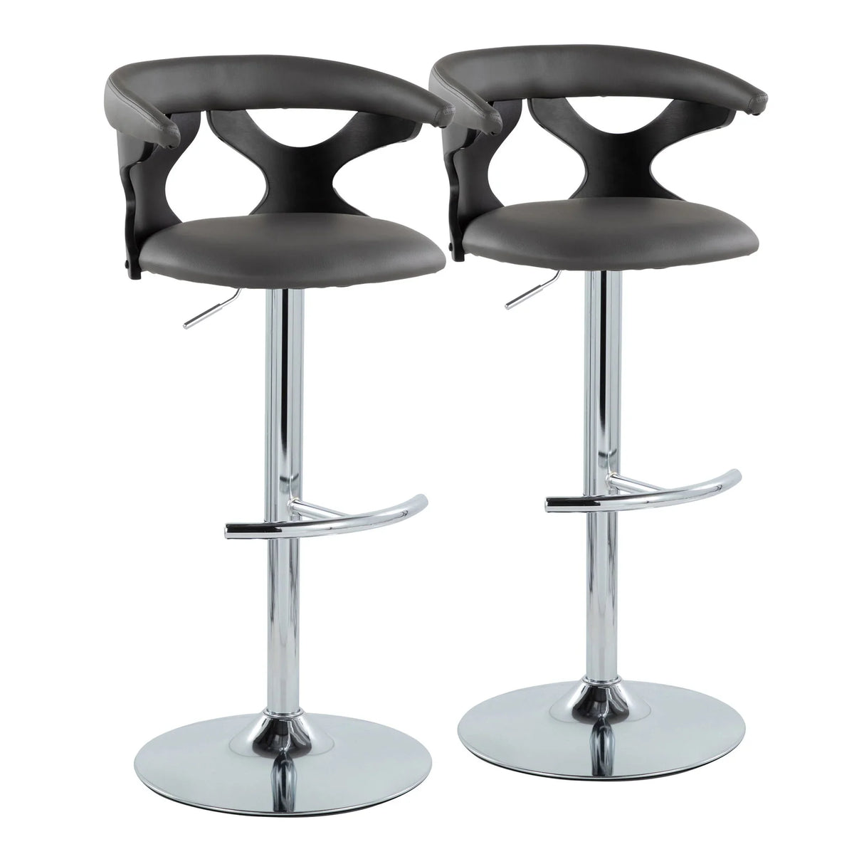 Gardenia - Contemporary Adjustable Barstool & Swivel, Rounded T Footrest (Set of 2) - Furniture Home Direct