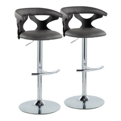 Gardenia - Contemporary Adjustable Barstool & Swivel, Rounded T Footrest (Set of 2) - Furniture Home Direct