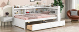 Twin Bed With L-Shaped Bookcases, Drawers - Furniture Home Direct