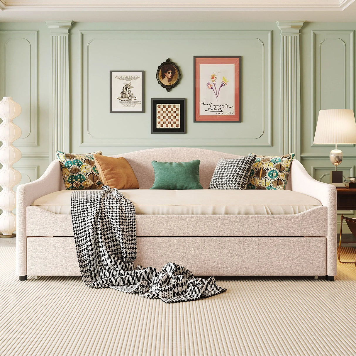 Upholstered Daybed With Light And Trundle - Furniture Home Direct