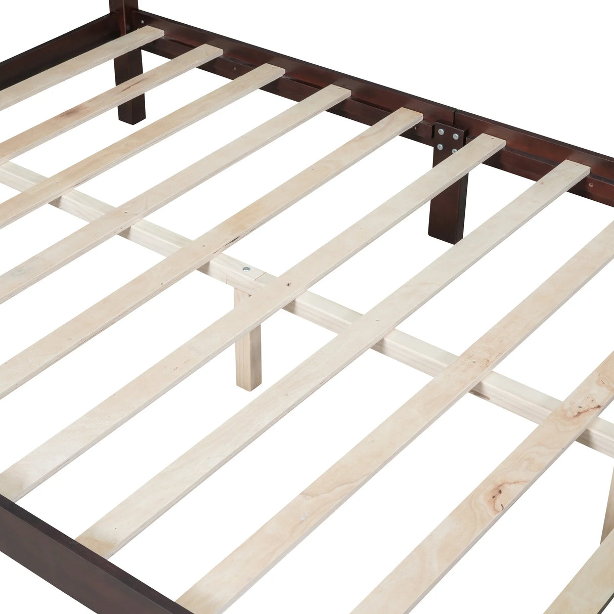 Platform Bed Queen Size With Slat Support Dark Walnut - Furniture Home Direct