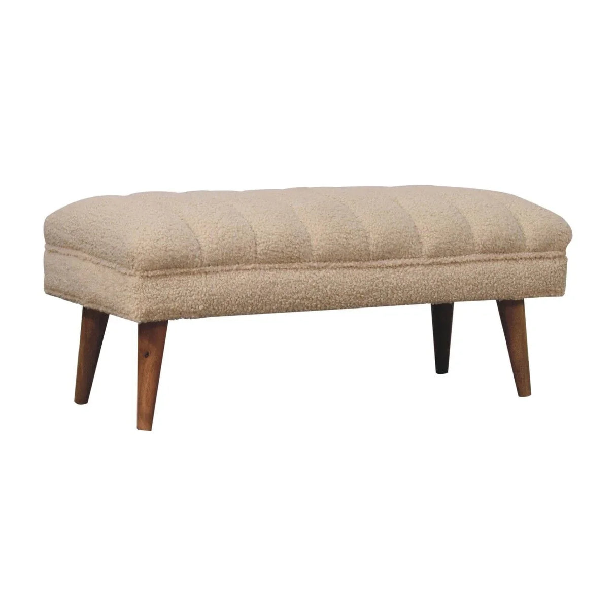 Boucle Puffer Bench - Beige - Furniture Home Direct