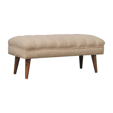 Boucle Puffer Bench - Beige - Furniture Home Direct
