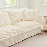Corduroy Long Stationary Sofa - Cream - Furniture Home Direct