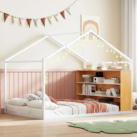 Bed House Frame With Shelves And Lights - Furniture Home Direct