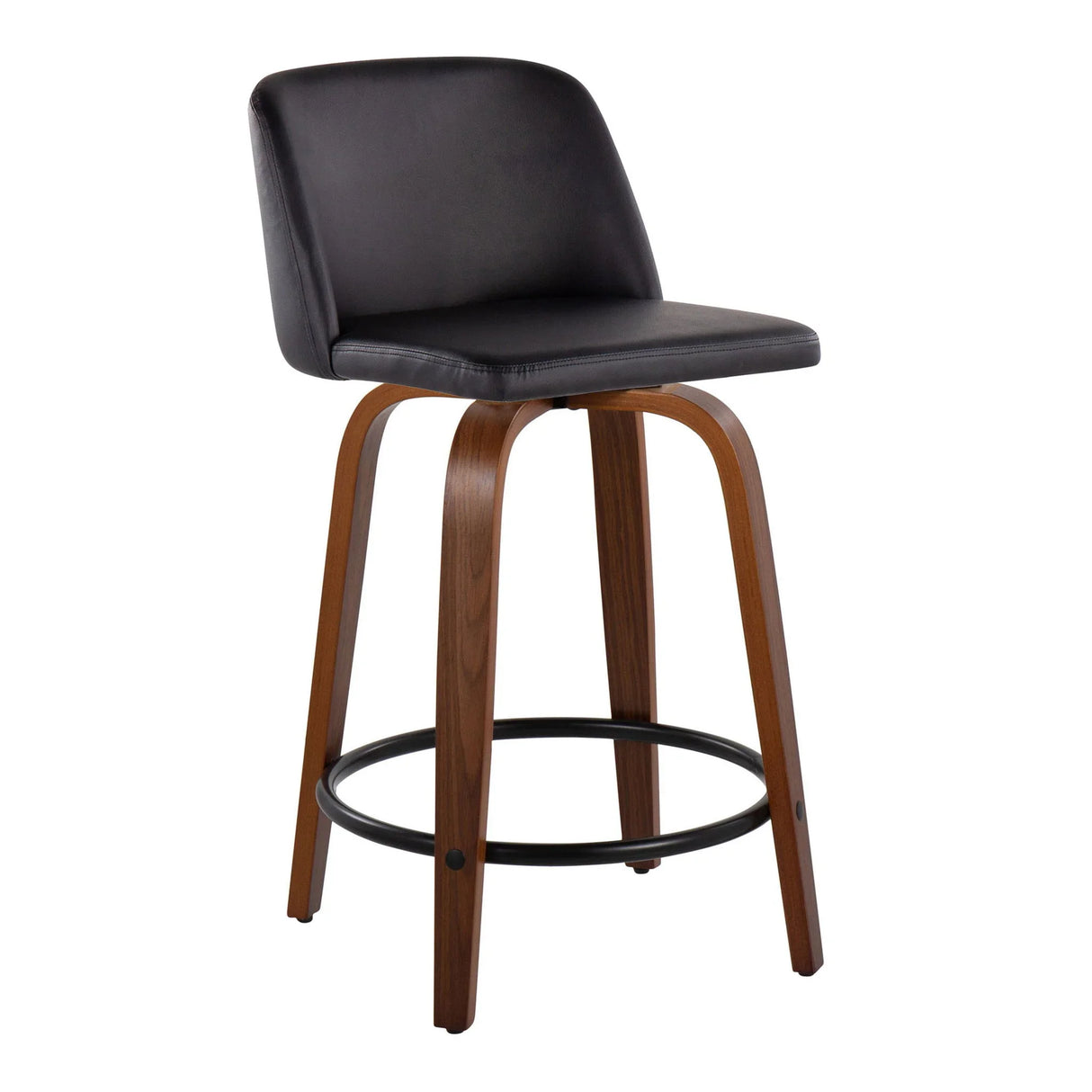 Toriano - Mid Century Modern, Fixed Height Counter Stool & Swivel And Round Footrest (Set of 2) - Furniture Home Direct
