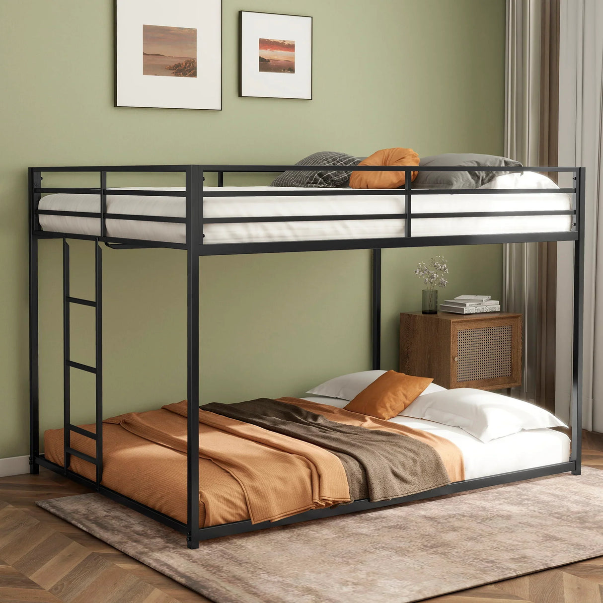 Adam - Full Over Full Bunk Bed - Black - Furniture Home Direct