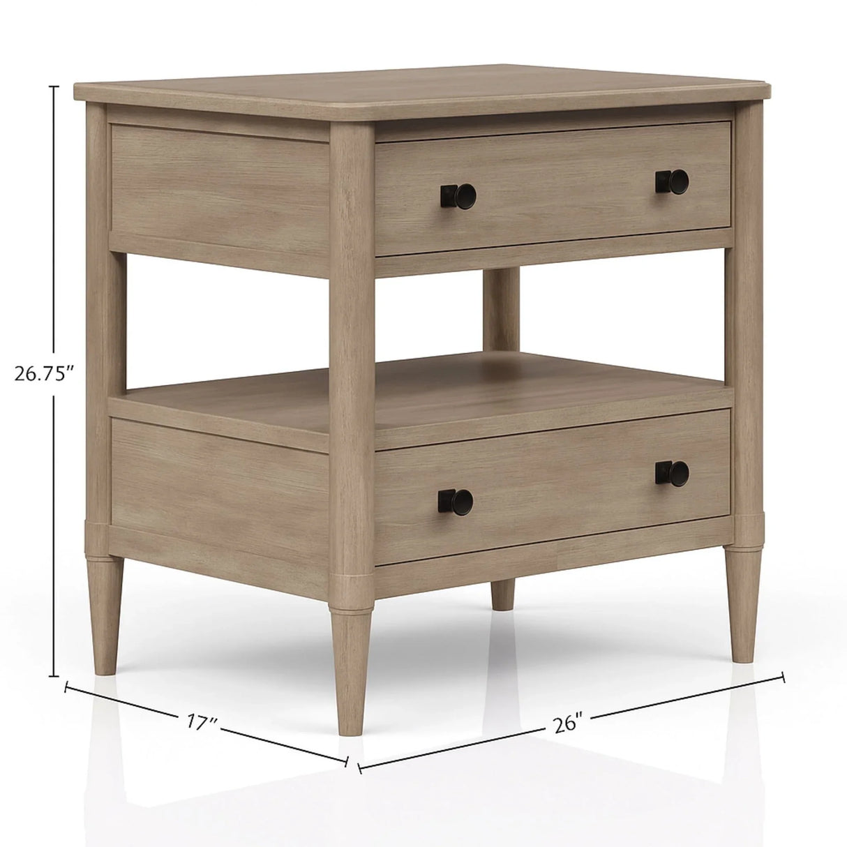 Open Nightstand With 2 Drawers - Furniture Home Direct