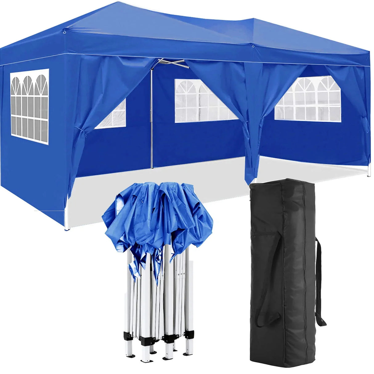 10'X20' Folding Canopy With 6 Removable Sidewalls Outdoor Event Shelter UPF 50+ Gazebo Portable Tents For Parties Beach Camping Wedding Ez Pop Up Canopy - Furniture Home Direct