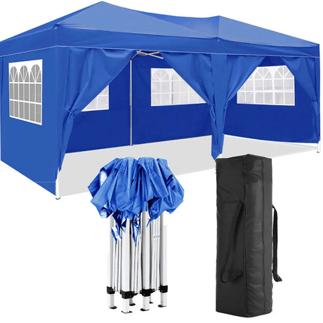 10'X20' Folding Canopy With 6 Removable Sidewalls Outdoor Event Shelter UPF 50+ Gazebo Portable Tents For Parties Beach Camping Wedding Ez Pop Up Canopy - Furniture Home Direct