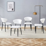 Dining Chairs Set Of 4 Modern Upholstered Metal Legs White - Furniture Home Direct