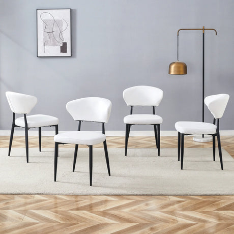Dining Chairs Set Of 4 Modern Upholstered Metal Legs White - Furniture Home Direct