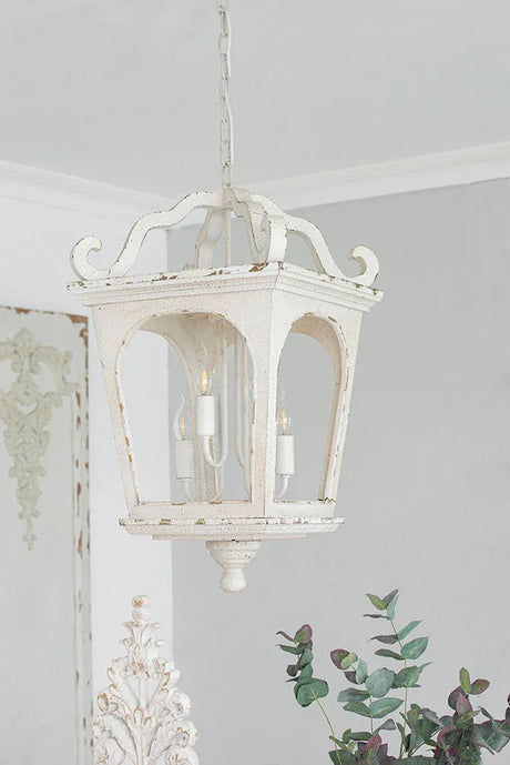 4 Light Wood Chandelier, Hanging Light Fixture With Adjustable Chain For Kitchen, Bulb Not Included - Cream White - Furniture Home Direct