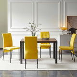 5 Piece Dining Set Including Velvet High Back Nordic Dining Chair & Creative Design Dining Table - Furniture Home Direct
