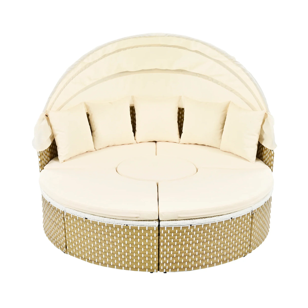 Outdoor Daybed With Retractable Canopy Cushions Beige - Furniture Home Direct