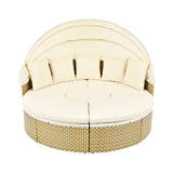 Outdoor Daybed With Retractable Canopy Cushions Beige - Furniture Home Direct