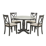 Dining Set Marble Table With Upholstered Chairs Gray - Furniture Home Direct