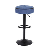 Counter Stool Set Round Upholstered Bar Stools Kitchen Blue - Furniture Home Direct