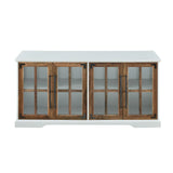 Modern Farmhouse Two Tone Windowpane Glass Door TV Stand For TVs Up To 65" - Furniture Home Direct